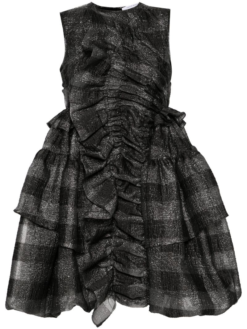 Black Giselle Ruched Puffball Dress