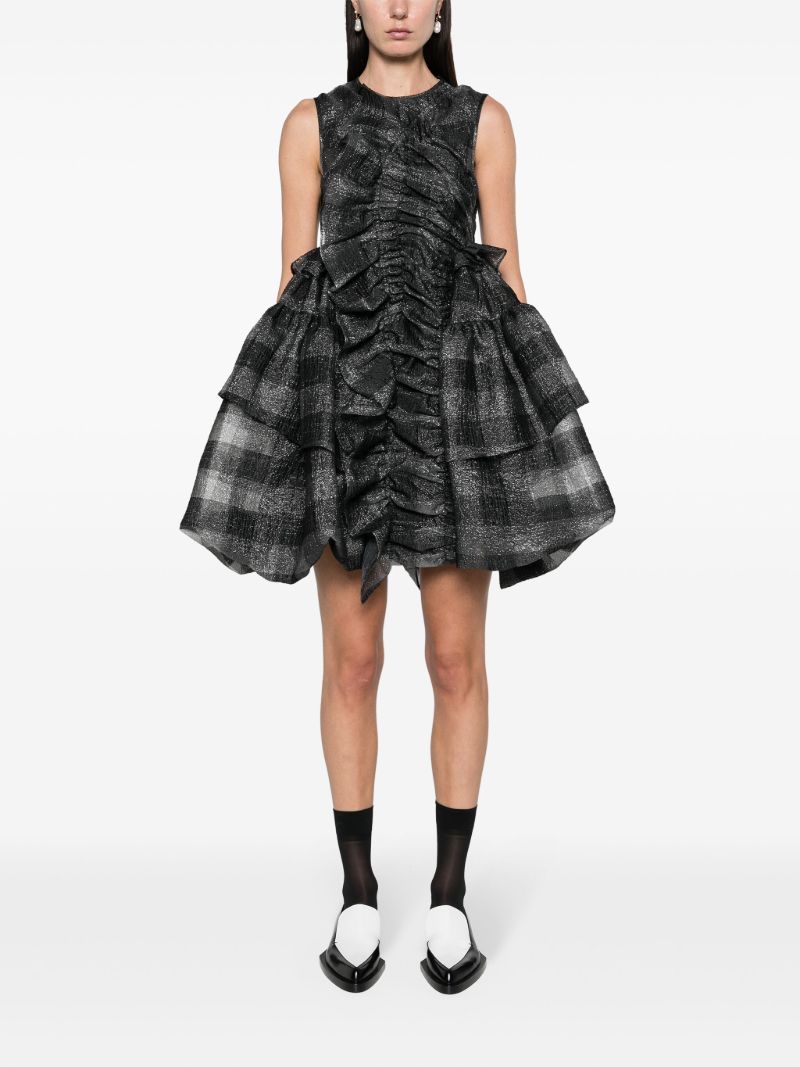 Black Giselle Ruched Puffball Dress