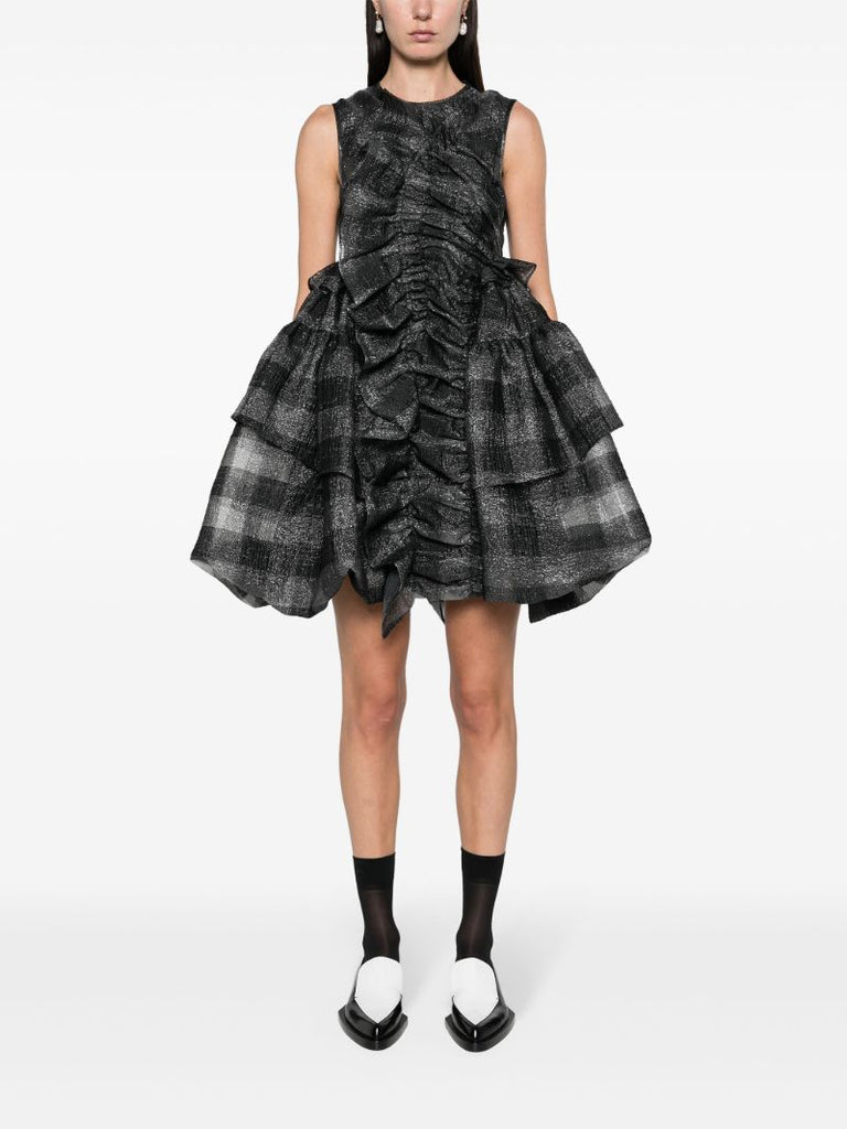 Black Giselle Ruched Puffball Dress