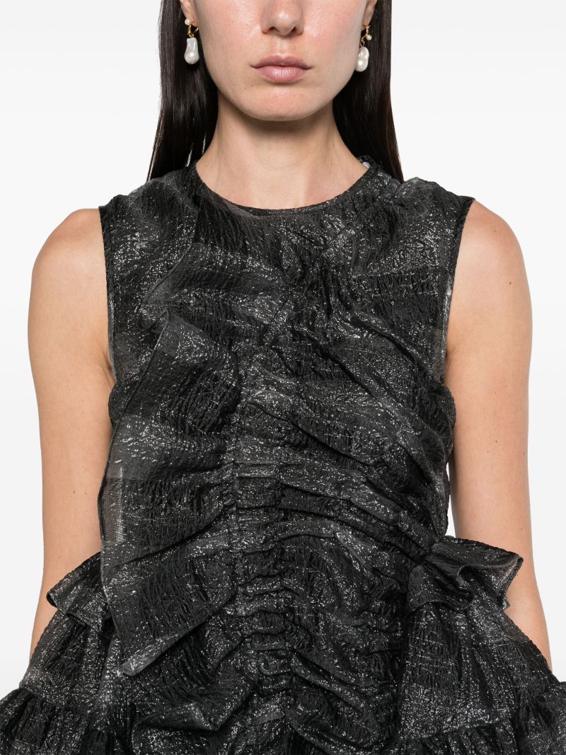 Black Giselle Ruched Puffball Dress