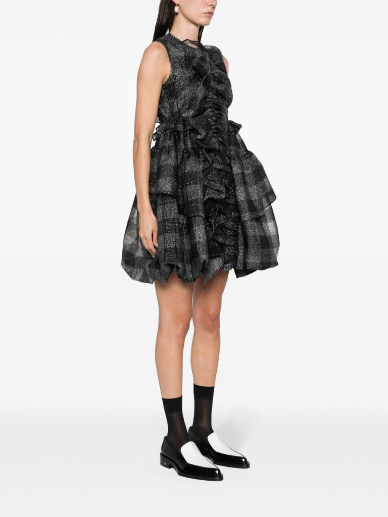 Black Giselle Ruched Puffball Dress