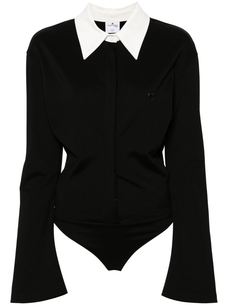 Black Logo-appliquÃ_x0083_Â©d Polo Bodysuit