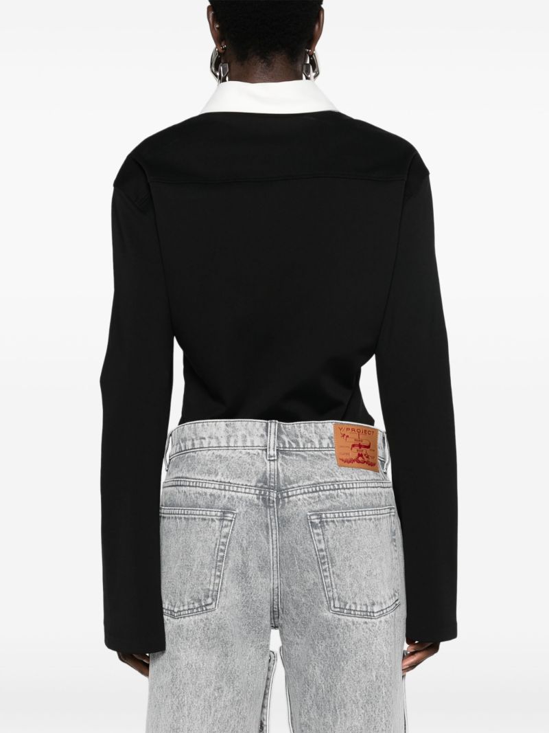 Black Logo-appliquÃ_x0083_Â©d Polo Bodysuit