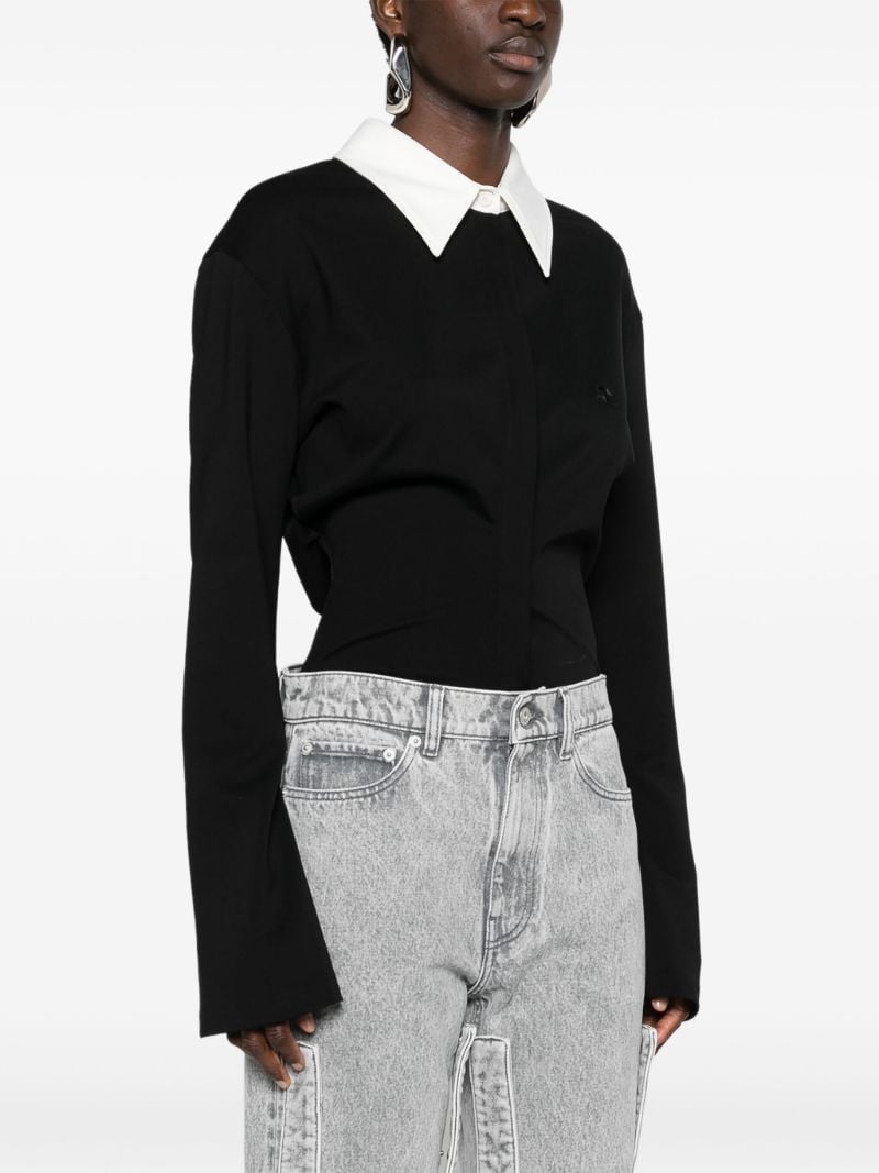 Black Logo-appliquÃ_x0083_Â©d Polo Bodysuit