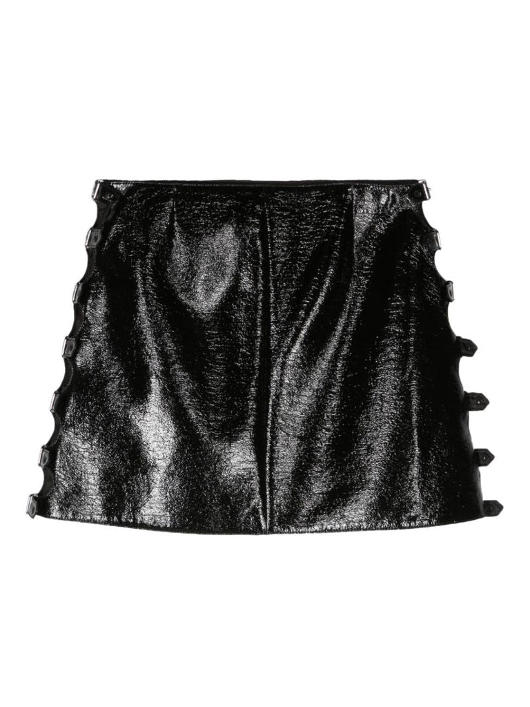 Black Multi Sangle Vinyl Mini Skirt