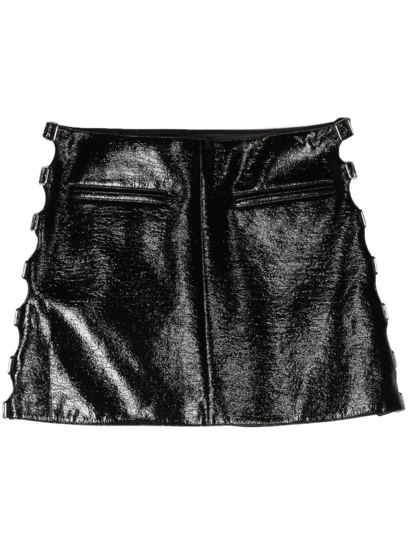 Black Multi Sangle Vinyl Mini Skirt