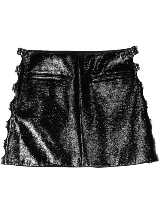 Black Multi Sangle Vinyl Mini Skirt