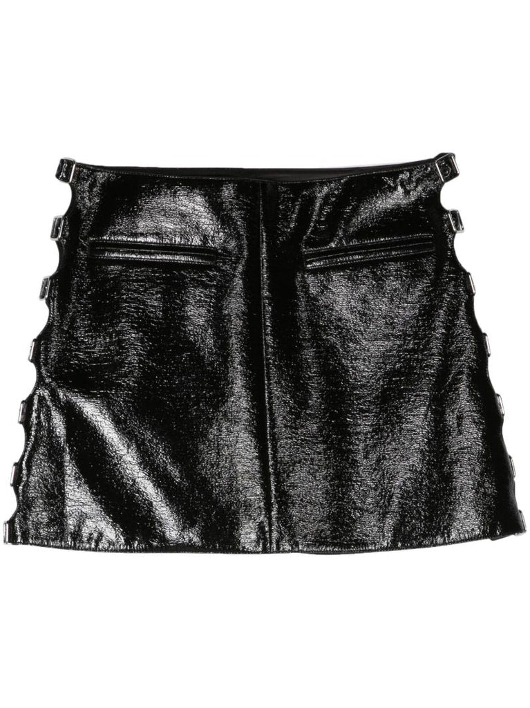 Black Multi Sangle Vinyl Mini Skirt