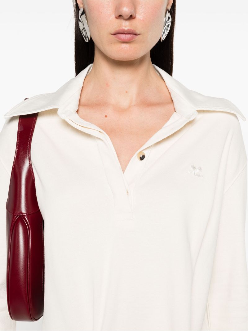 White Twist Cotton Polo Mini Dress