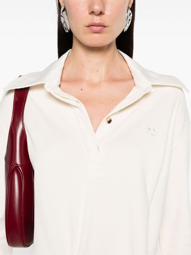 White Twist Cotton Polo Mini Dress