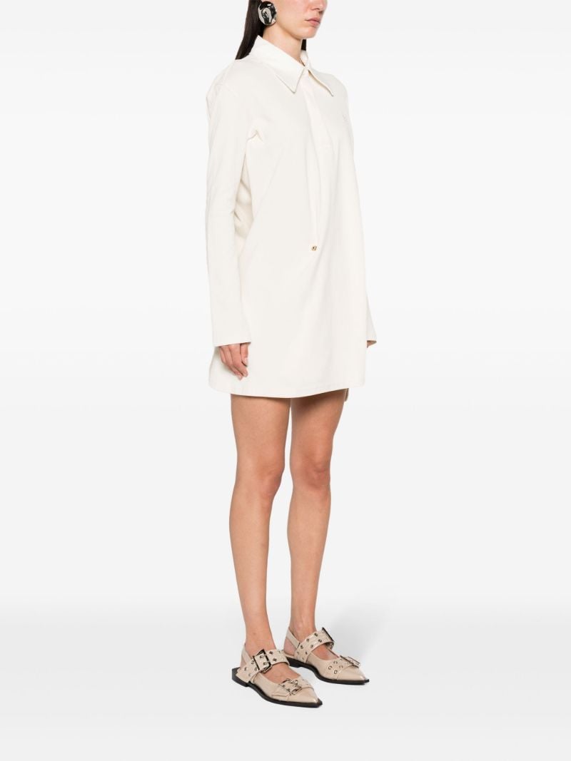 White Twist Cotton Polo Mini Dress