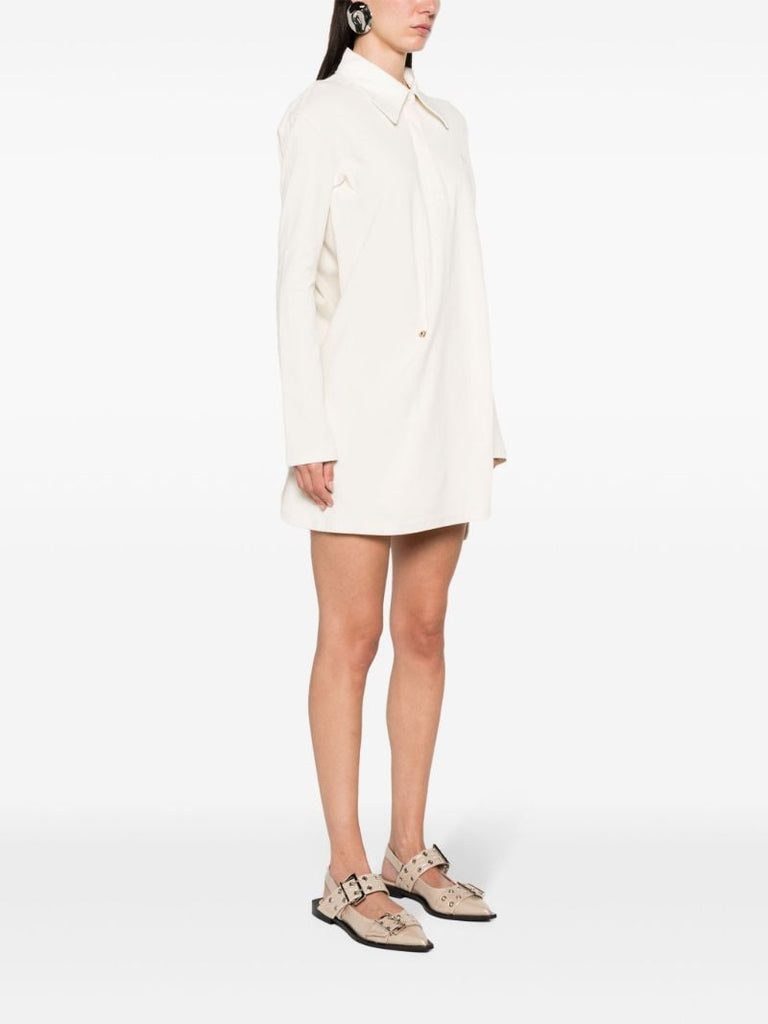 White Twist Cotton Polo Mini Dress