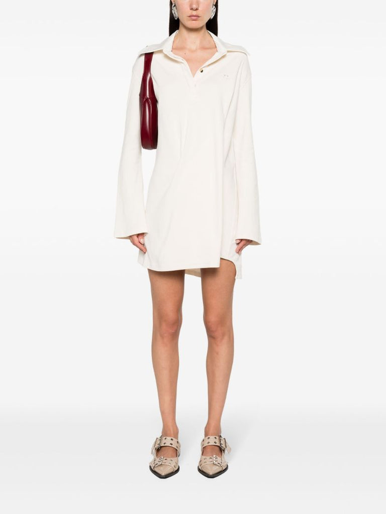 White Twist Cotton Polo Mini Dress