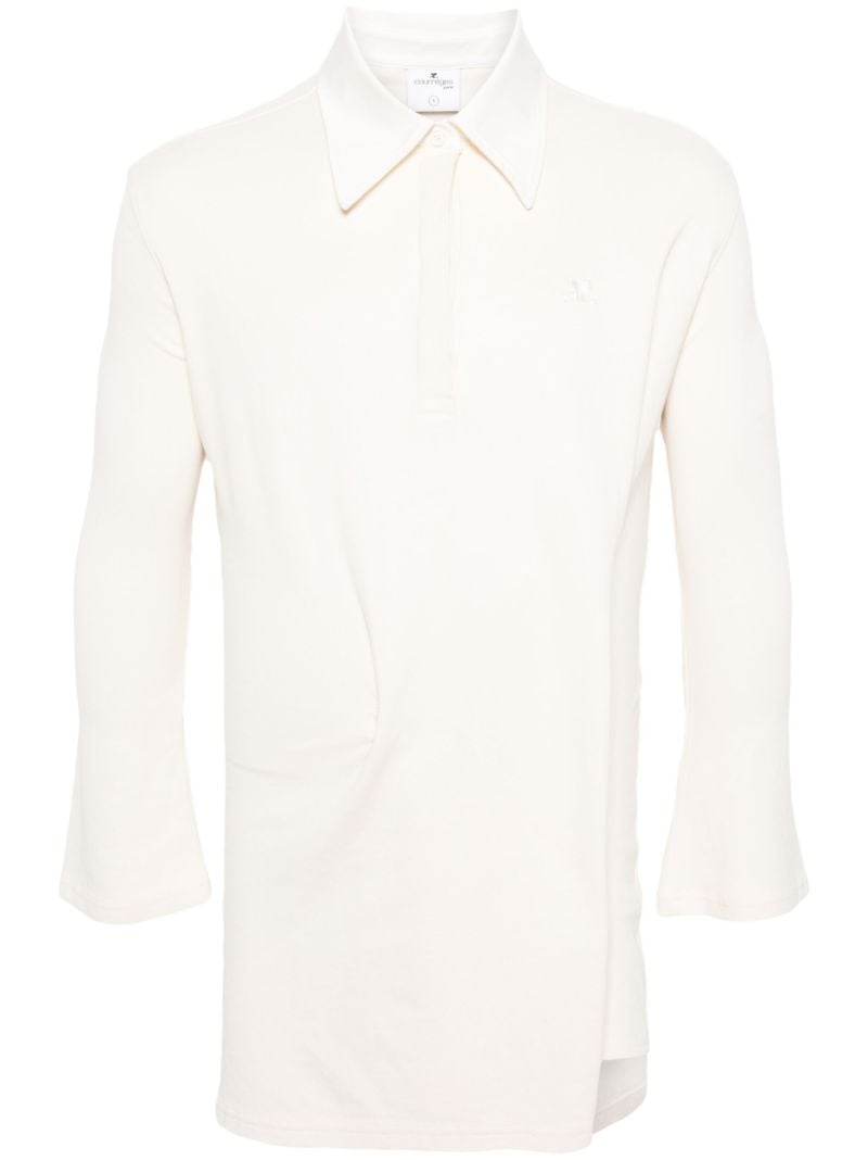 White Twist Cotton Polo Mini Dress