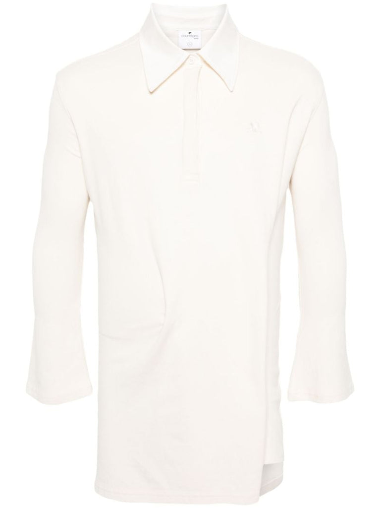 White Twist Cotton Polo Mini Dress