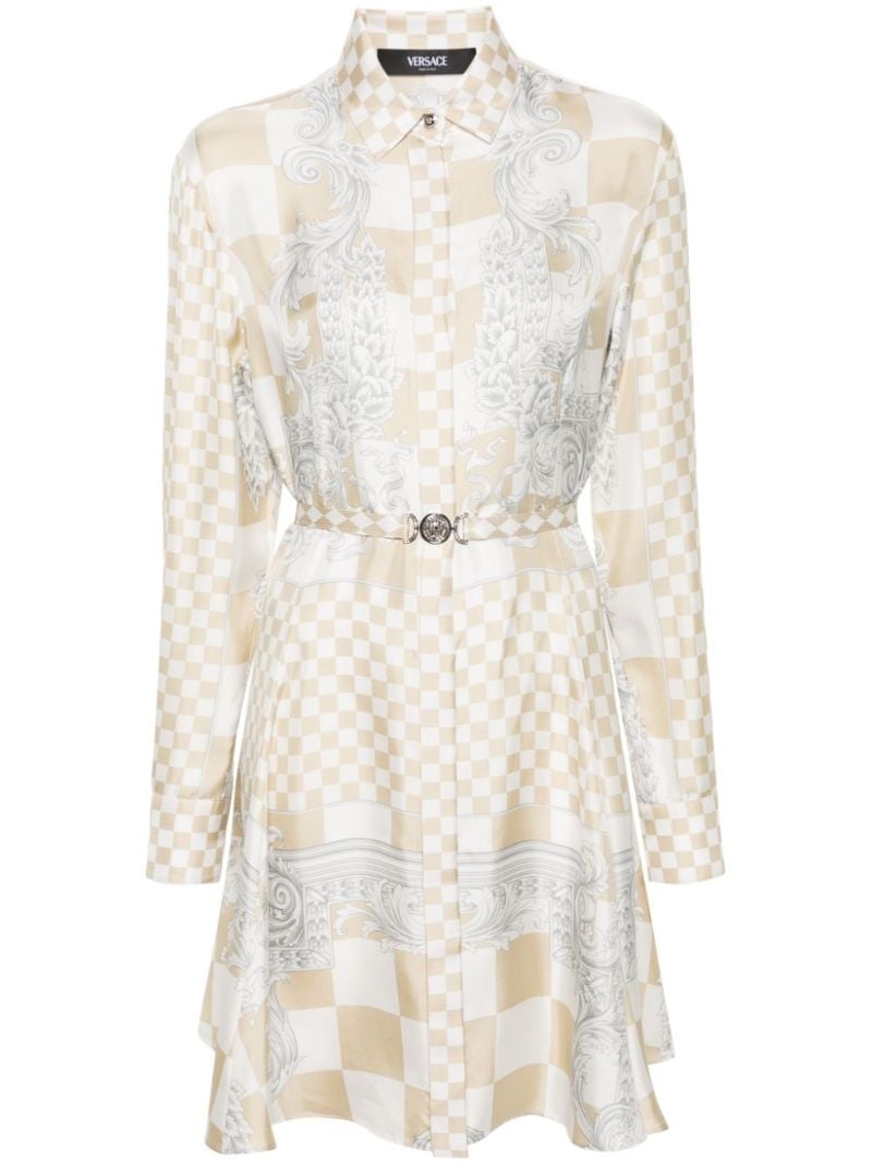 Neutral Medusa Contrast Silk Mini Dress