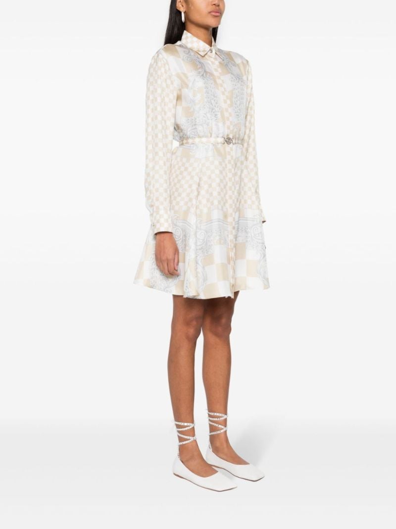 Neutral Medusa Contrast Silk Mini Dress