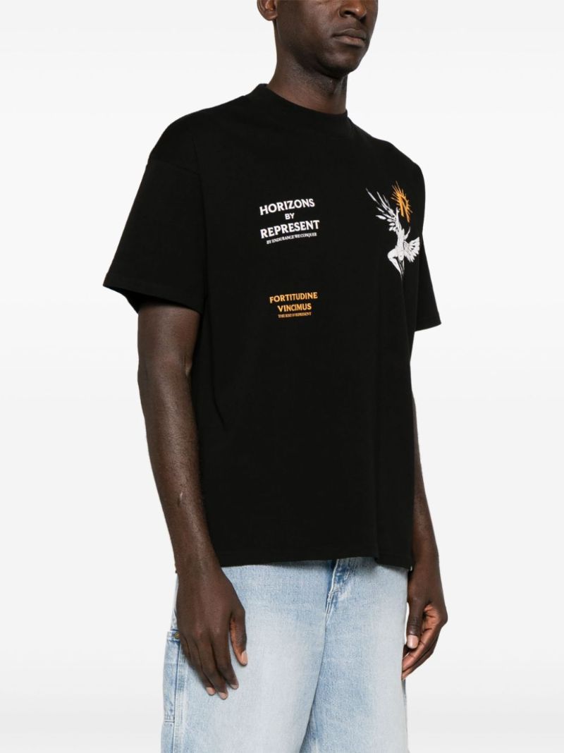 Black Icarus-print Cotton T-shirt