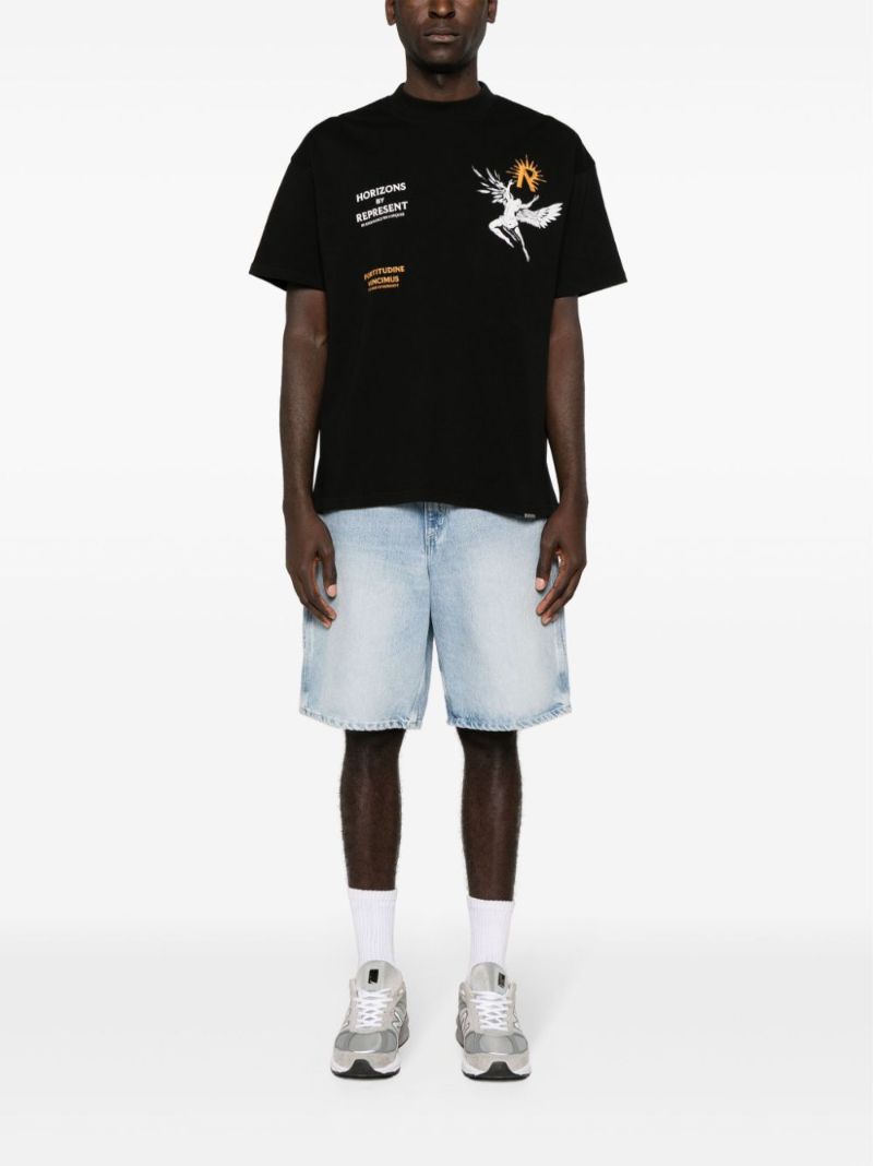 Black Icarus-print Cotton T-shirt