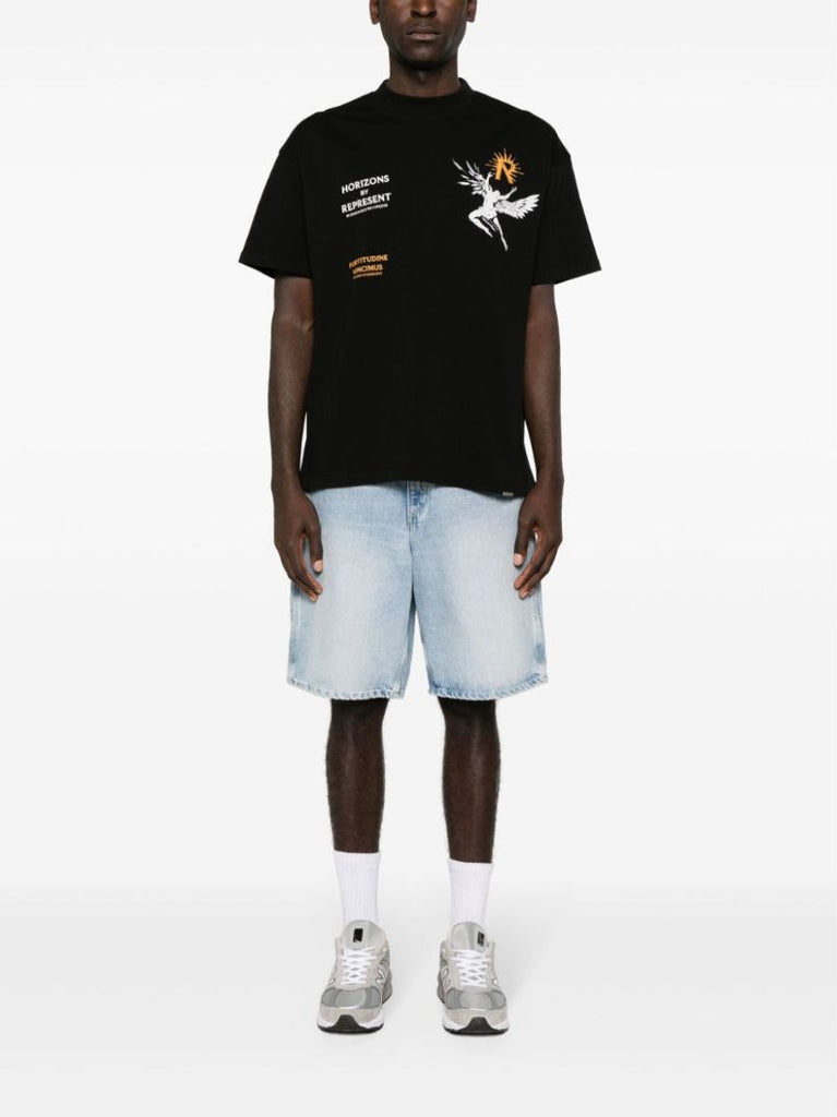 Black Icarus-print Cotton T-shirt