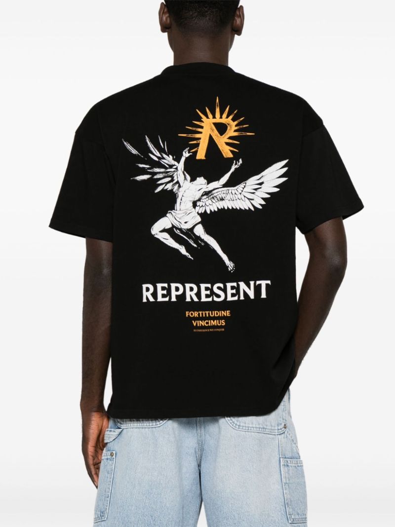 Black Icarus-print Cotton T-shirt