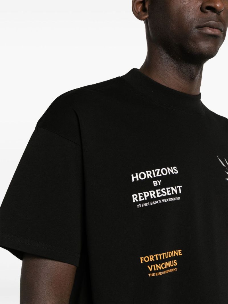 Black Icarus-print Cotton T-shirt