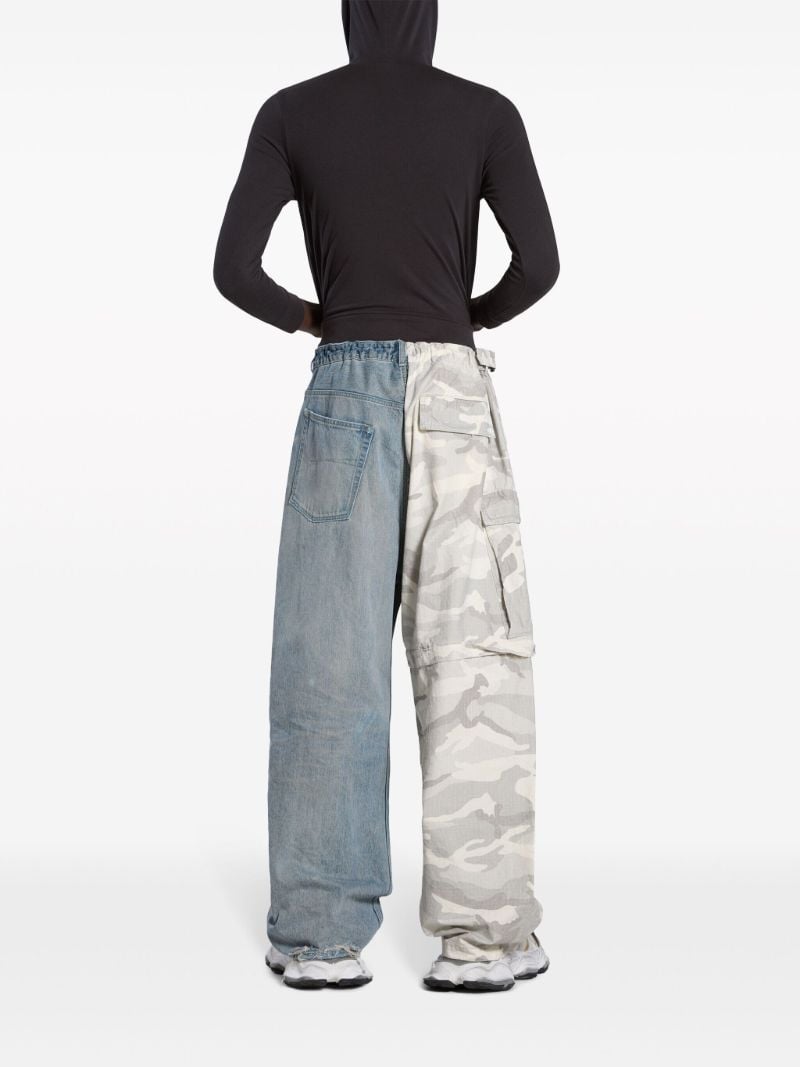 Blue Grayscale Camo Hybrid Wide-leg Jeans
