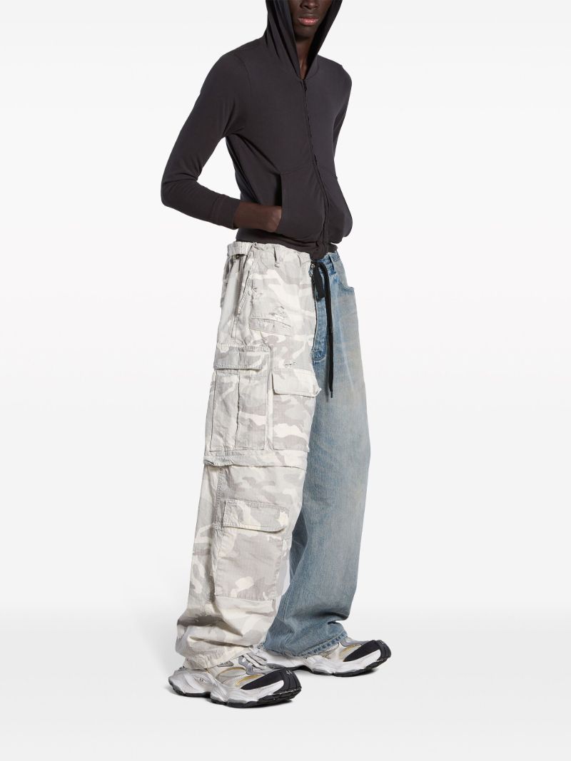 Blue Grayscale Camo Hybrid Wide-leg Jeans