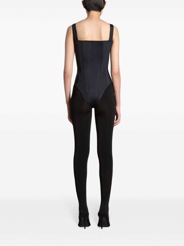 Black Corset Zip-up Swimsuit