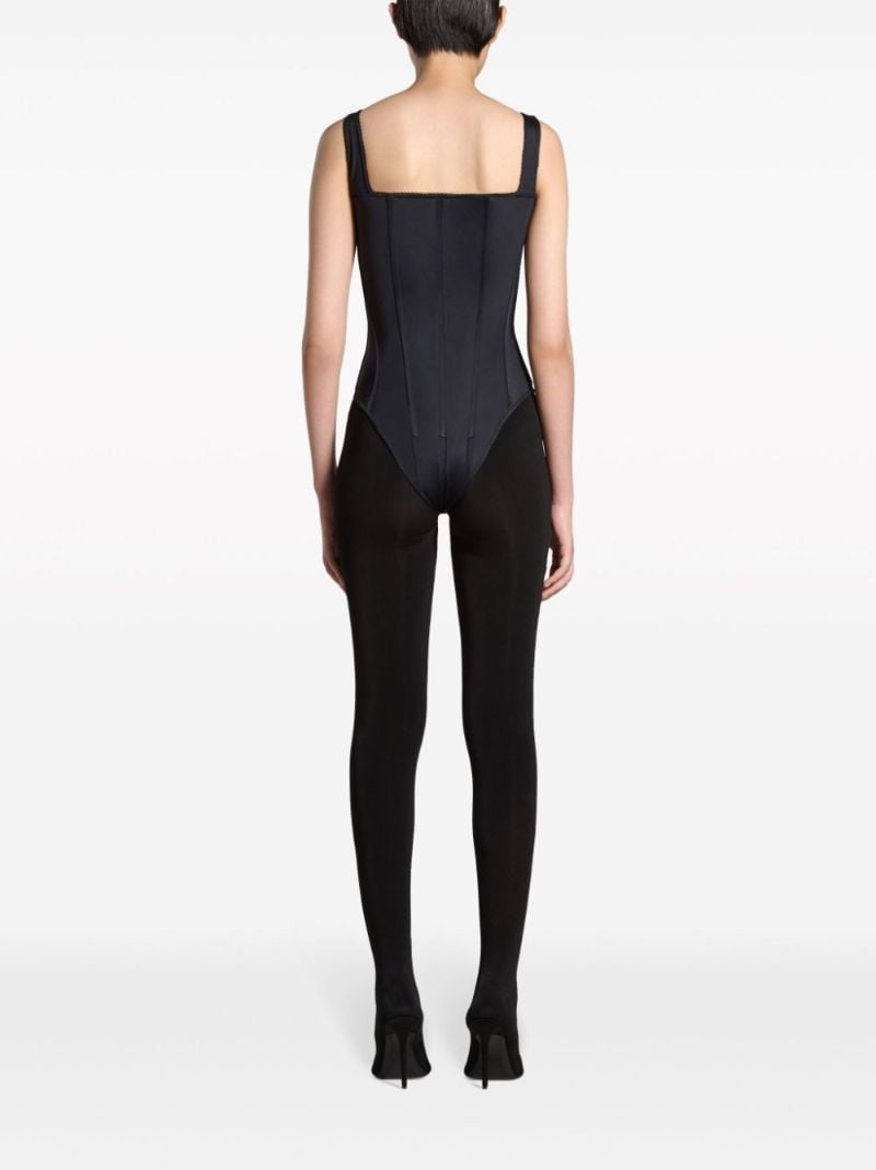 Black Corset Zip-up Swimsuit