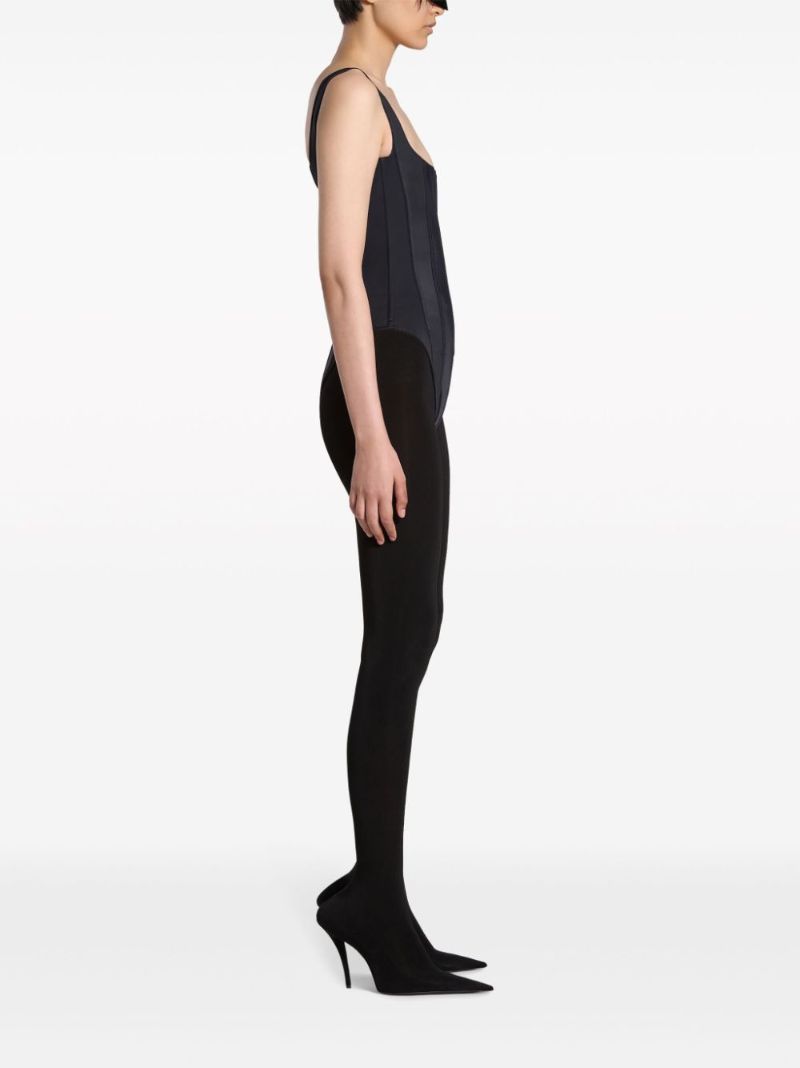Black Corset Zip-up Swimsuit