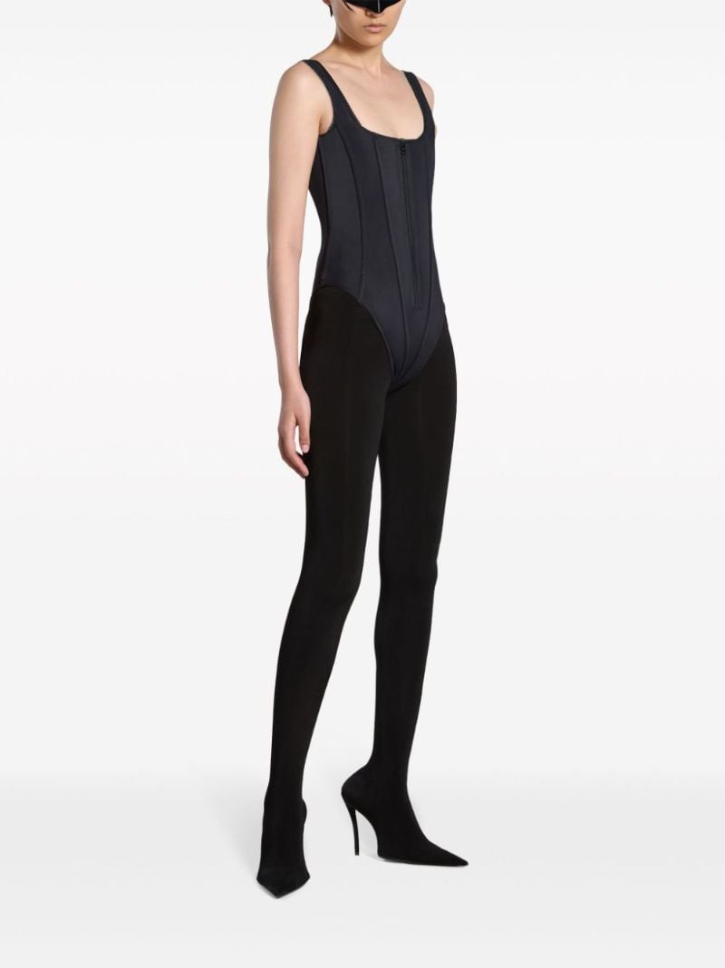 Black Corset Zip-up Swimsuit