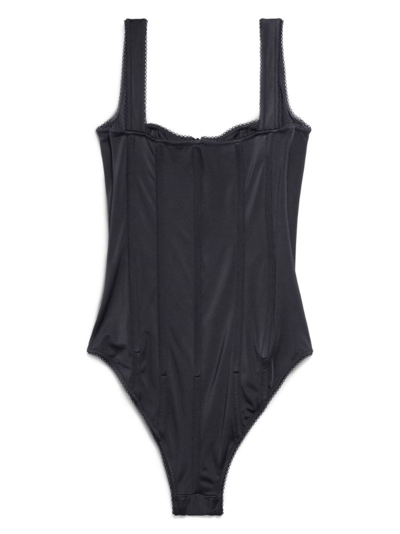 Black Corset Zip-up Swimsuit