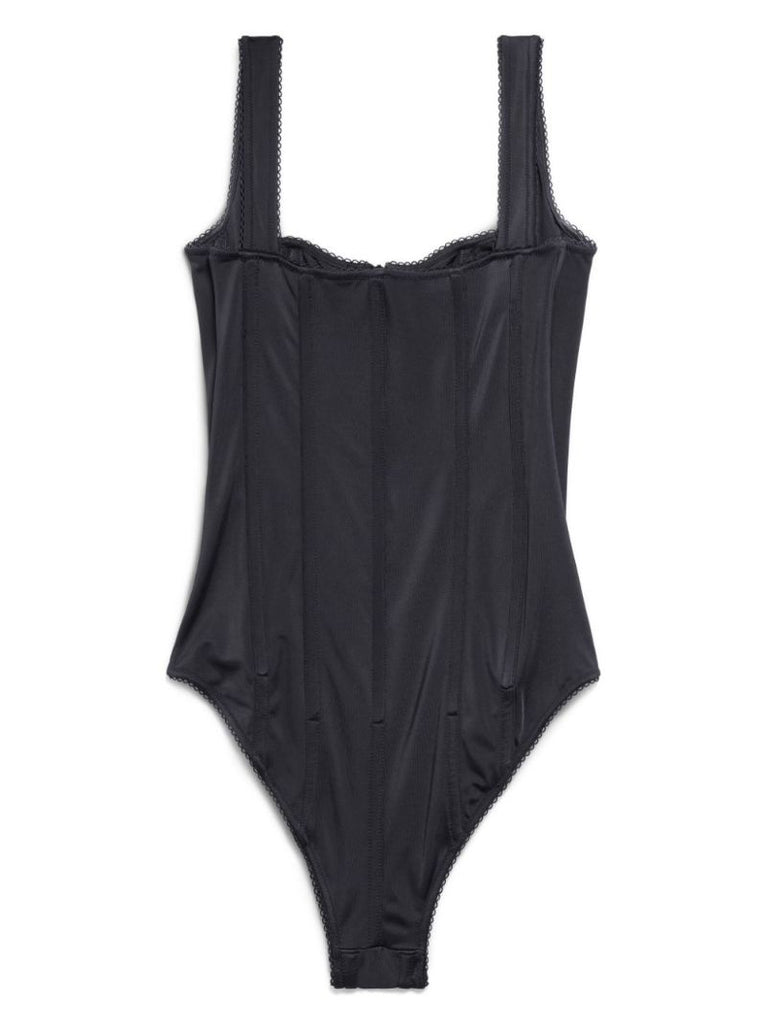 Black Corset Zip-up Swimsuit