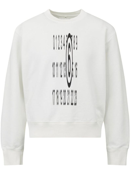 White Numerical-print Cotton Sweatshirt