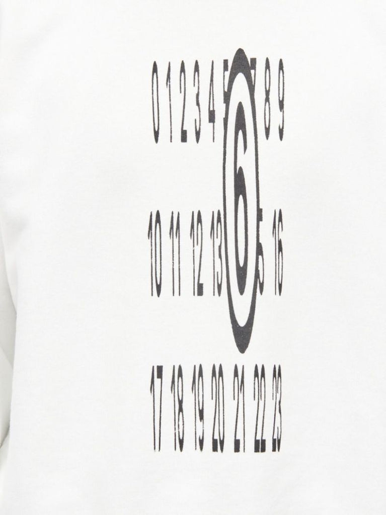 White Numerical-print Cotton Sweatshirt