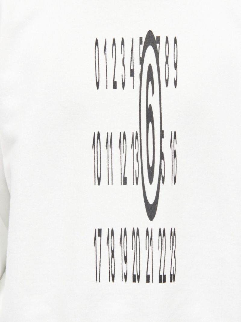 White Numerical-print Cotton Sweatshirt