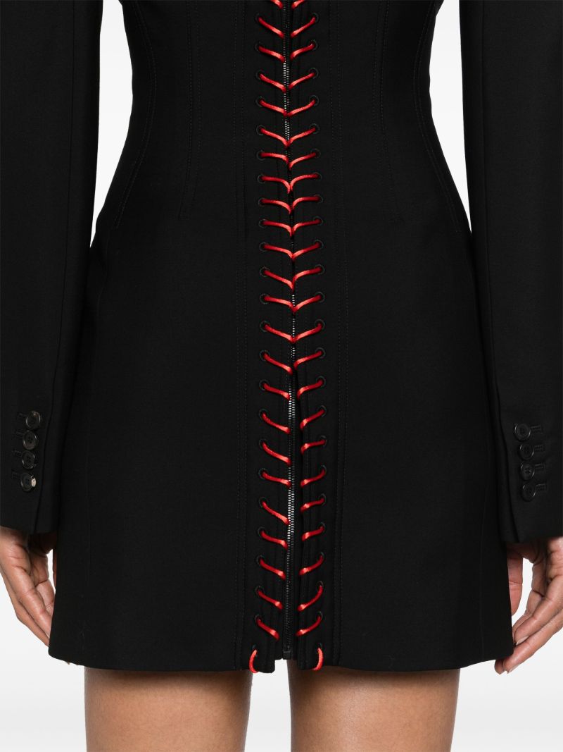 Black Lace-up Wool Mini Dress
