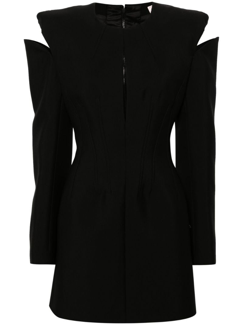 Black Lace-up Wool Mini Dress