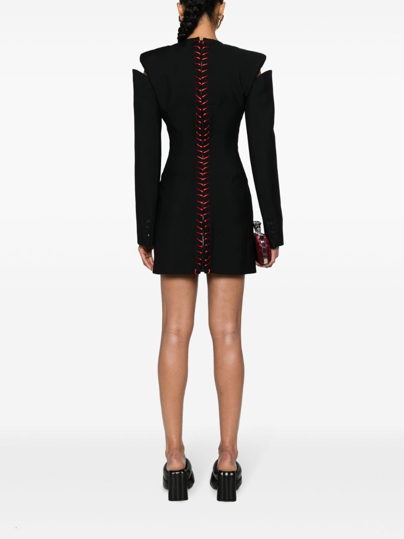 Black Lace-up Wool Mini Dress