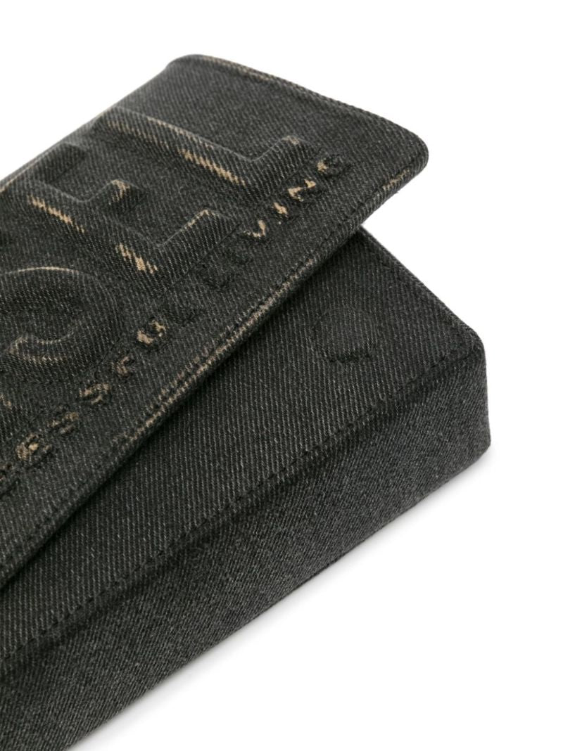 Black Logo-embossed Denim Cross Body Bag