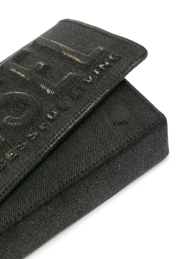Black Logo-embossed Denim Cross Body Bag
