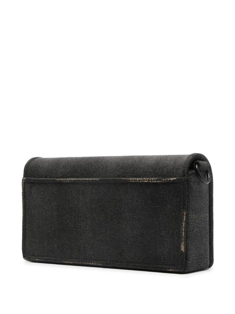 Black Logo-embossed Denim Cross Body Bag