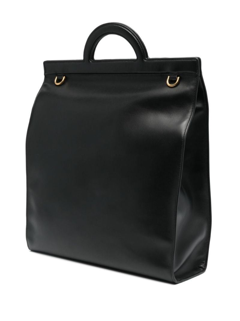 Black Logo-print Leather Tote Bag
