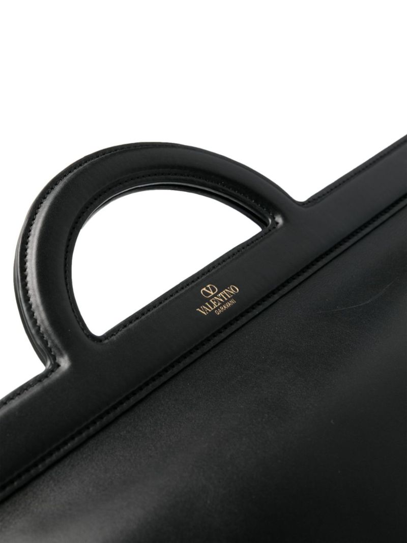 Black Logo-print Leather Tote Bag