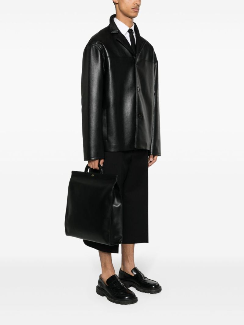 Black Logo-print Leather Tote Bag