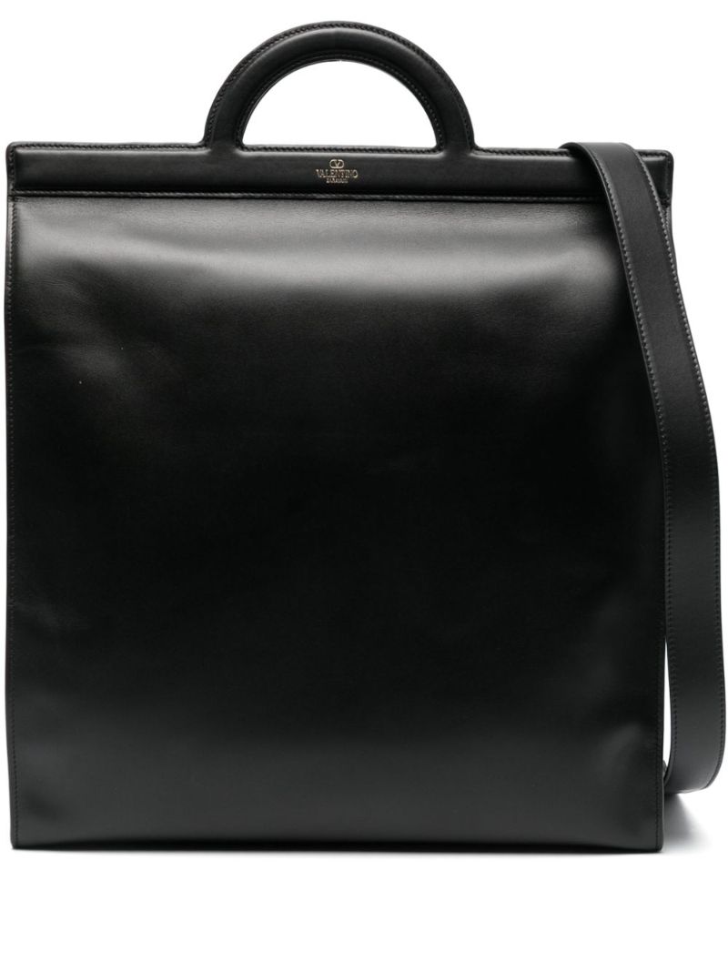 Black Logo-print Leather Tote Bag
