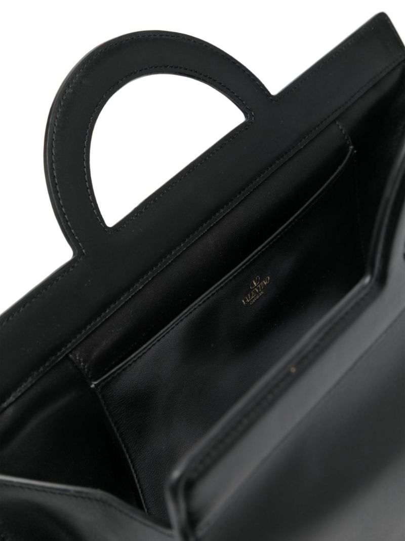Black Logo-print Leather Tote Bag