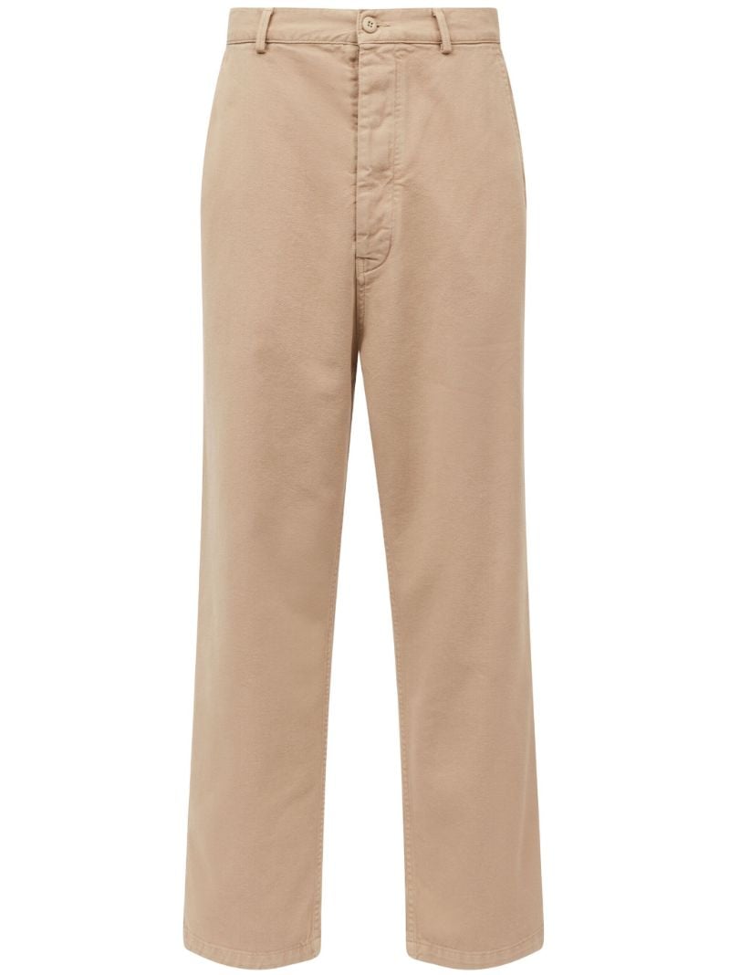 Neutral Logo-embroidered Cotton Trousers