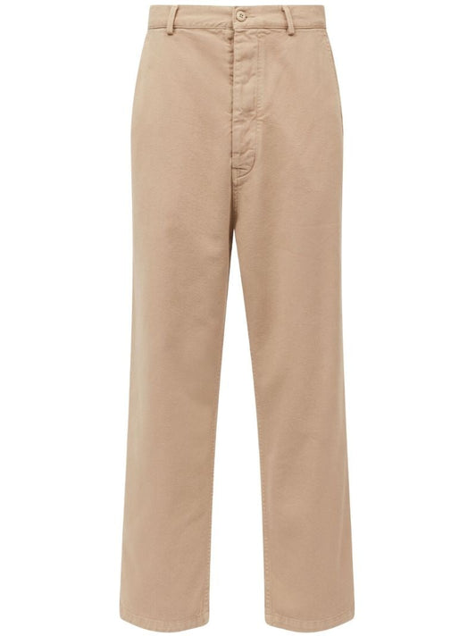 Neutral Logo-embroidered Cotton Trousers